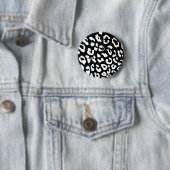 Badge Rond 5 Cm Empreinte de léopard noir blanc (En situation)
