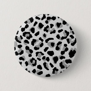 Badge Rond 5 Cm Empreinte de léopard noir et blanc de neige