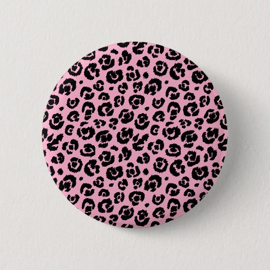 Badge Rond 5 Cm Empreinte de léopard noir rose (Devant)