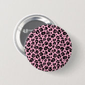 Badge Rond 5 Cm Empreinte de léopard noir rose (Devant & derrière)