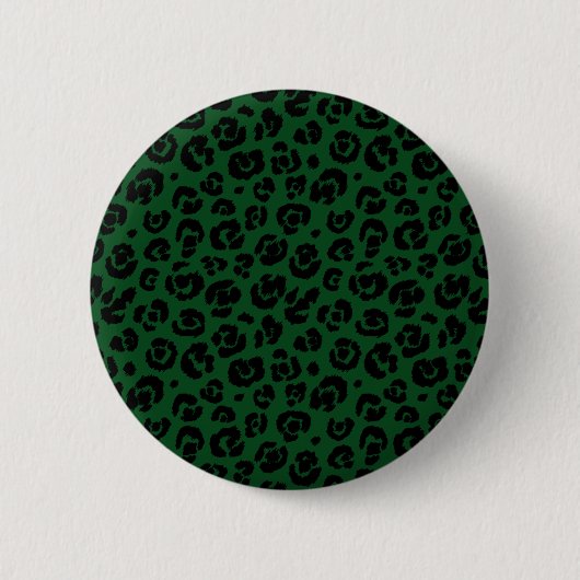 Badge Rond 5 Cm Empreinte de léopard noir vert foncé (Devant)