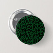 Badge Rond 5 Cm Empreinte de léopard noir vert foncé (Devant & derrière)