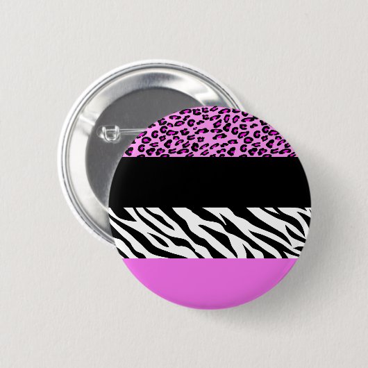 Badge Rond 5 Cm Empreinte de léopard, Zebra Print, Poster de anima (Devant & derrière)