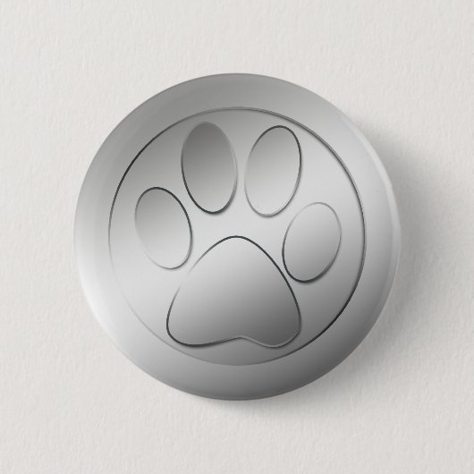 BADGE ROND 5 CM EMPREINTE DE PATTE ARGENTÉ (Devant)