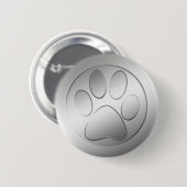 BADGE ROND 5 CM EMPREINTE DE PATTE ARGENTÉ (Devant & derrière)