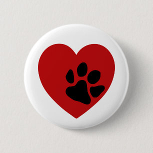 Badge Rond 5 Cm Empreinte de patte dans mon coeur