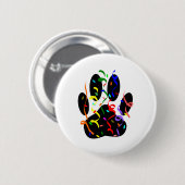 Badge Rond 5 Cm Empreinte de patte De Chien Avec Confetti Et Strea (Devant & derrière)