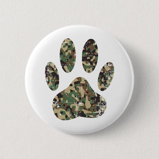 Badge Rond 5 Cm Empreinte de patte de chien Camo en détresse (Devant)
