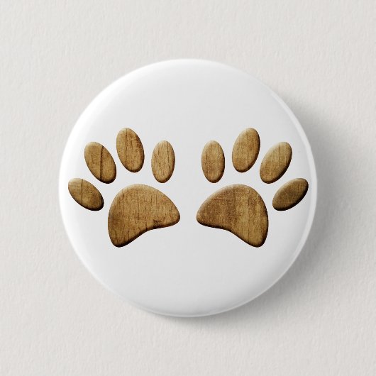 Badge Rond 5 Cm Empreinte de patte de chien de bois (Devant)