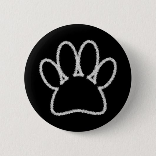 Badge Rond 5 Cm Empreinte de patte de chien de ligne Chalk blanc (Devant)