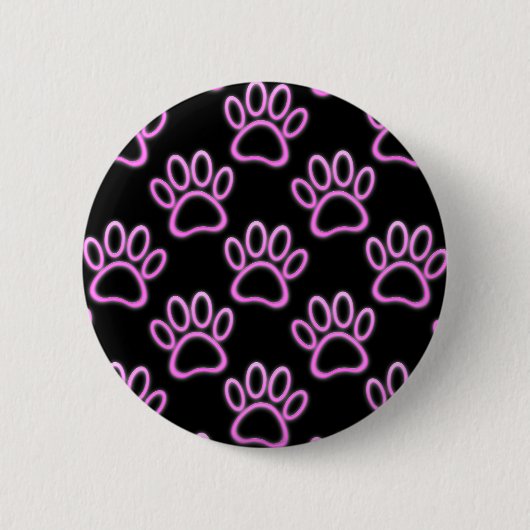 Badge Rond 5 Cm Empreinte de patte de chien de Néon rose (Devant)