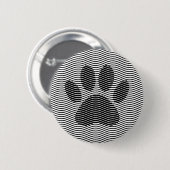 Badge Rond 5 Cm Empreinte de patte De Chien Sur Les Vagues Noires (Devant & derrière)