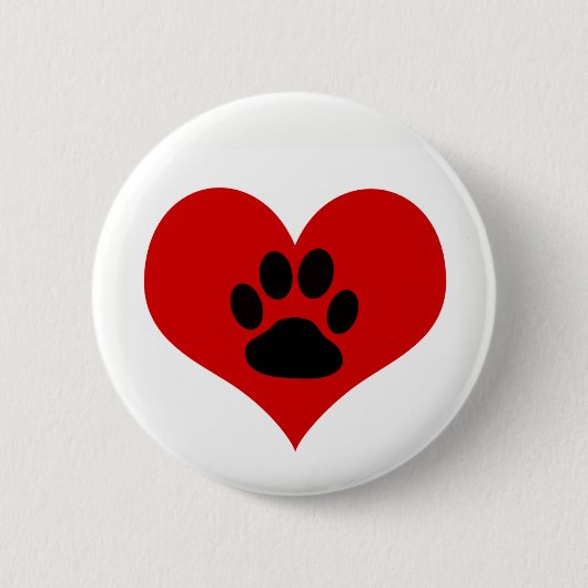 Badge Rond 5 Cm Empreinte de patte de chien sur mon coeur - (Devant)
