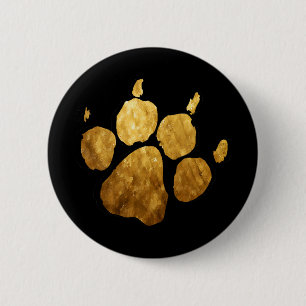 Badge Rond 5 Cm Empreinte de patte d'or