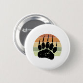 Badge Rond 5 Cm Empreinte de patte d'ours noir détendu Retro Sunse (Devant & derrière)