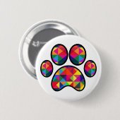 Badge Rond 5 Cm Empreinte de patte géométrique d'arc-en-ciel (Devant & derrière)