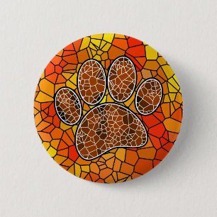 Badge Rond 5 Cm Empreinte de patte Mosaic Art Dog