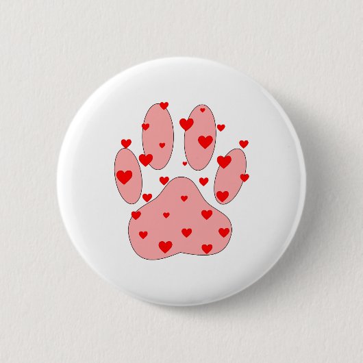 Badge Rond 5 Cm Empreinte de patte rose aux coeurs (Devant)