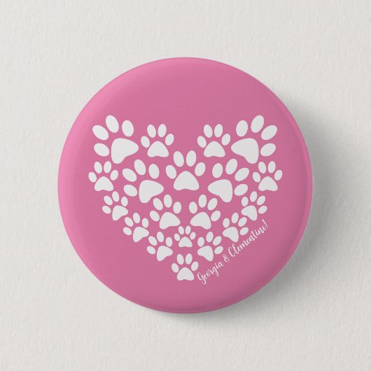 Badge Rond 5 Cm Empreinte de patte rose personnalisé (Devant)