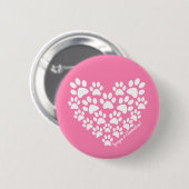 Badge Rond 5 Cm Empreinte de patte rose personnalisé (Devant & derrière)