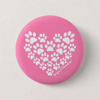 Badge Rond 5 Cm Empreinte de patte rose personnalisé