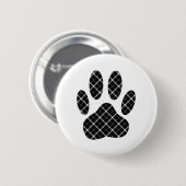 Badge Rond 5 Cm Empreinte de patte Tartan Noir Et Blanc (Devant & derrière)