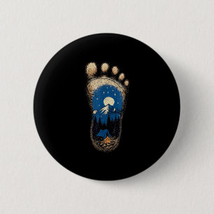 Badge Rond 5 Cm Empreinte de pied de Bigfoot camping montagne sasq