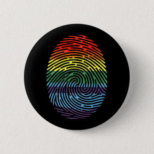 Badge Rond 5 Cm Empreinte digitale LGBTQ Fier Gay Lesbienne Arc-en