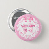 Badge Rond 5 Cm Empreintes Bébé Rose Grand-mère pour être Baby sho (Devant & derrière)