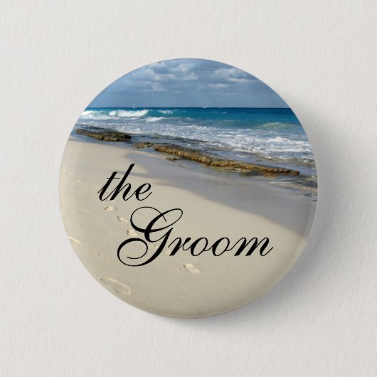 Badge Rond 5 Cm empreintes de pas dans les boutons de sable (Devant)
