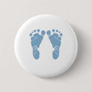 Badge Rond 5 Cm Empreintes de pas de bébé bleu