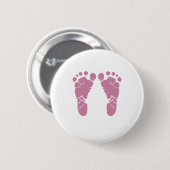 Badge Rond 5 Cm Empreintes de pas roses de bébé (Devant & derrière)