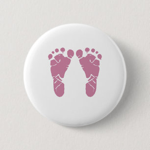 Badge Rond 5 Cm Empreintes de pas roses de bébé
