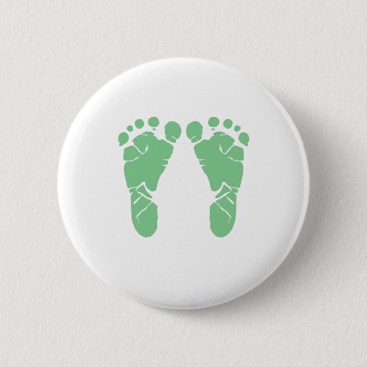 Badge Rond 5 Cm Empreintes de pas vertes de bébé (Devant)