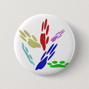 Badge Rond 5 Cm Empreintes de pattes de chiens avec Pois