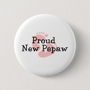 Badge Rond 5 Cm Empreintes de pied de bébé fille Nouvel Pepaw fièr