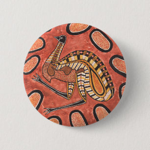 Badge Rond 5 Cm Emu peinture artistique autochtone