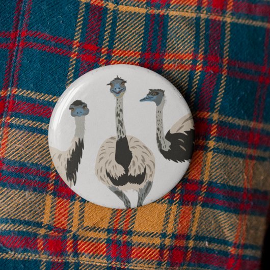 Badge Rond 5 Cm Emus Bird Lovers Illustré