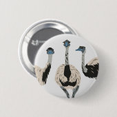 Badge Rond 5 Cm Emus Bird Lovers Illustré (Devant & derrière)