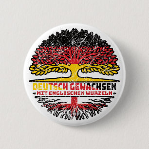 Badge Rond 5 Cm en anglais Deutsch Baum Racine
