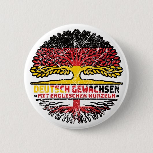 Badge Rond 5 Cm en anglais Deutsch Baum Racine (Devant)