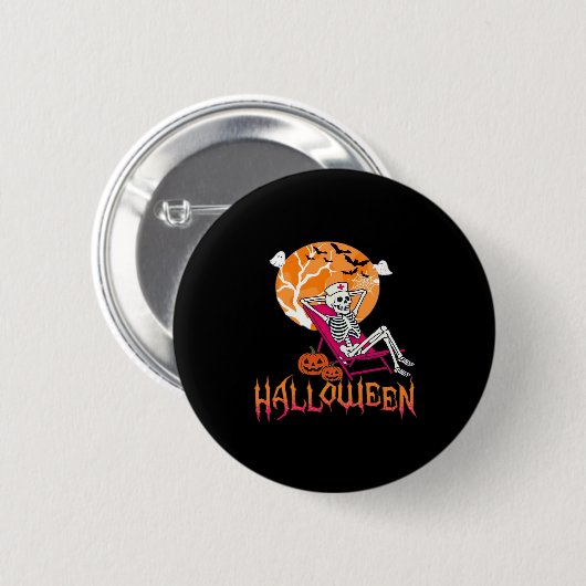 Badge Rond 5 Cm En Attente D'Halloween Infirmière D'Été Skeleton P (Devant & derrière)