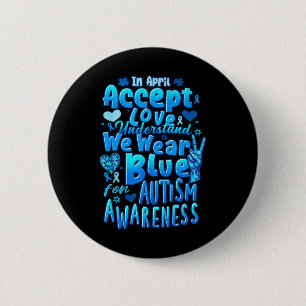 Badge Rond 5 Cm En avril, acceptons l'amour, nous portons le bleu