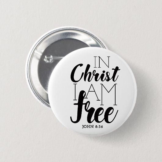 Badge Rond 5 Cm En Christ je suis libre Ecriture promet liberté (Devant & derrière)