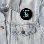 Badge Rond 5 Cm En Janvier Nous Portons Turquoise Pour Le Cervical (En situation)