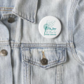 Badge Rond 5 Cm En juin, nous avons Turquoise Turquoise Dandelion  (En situation)