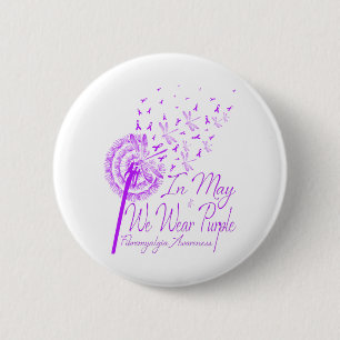 Badge Rond 5 Cm En Mai Nous Portons Violet Fibromyalgie Sensibilis