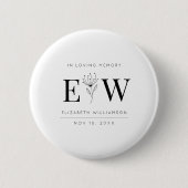 Badge Rond 5 Cm En Mémoire Amoureuse Mémorial Monogramme Moderne F (Devant)