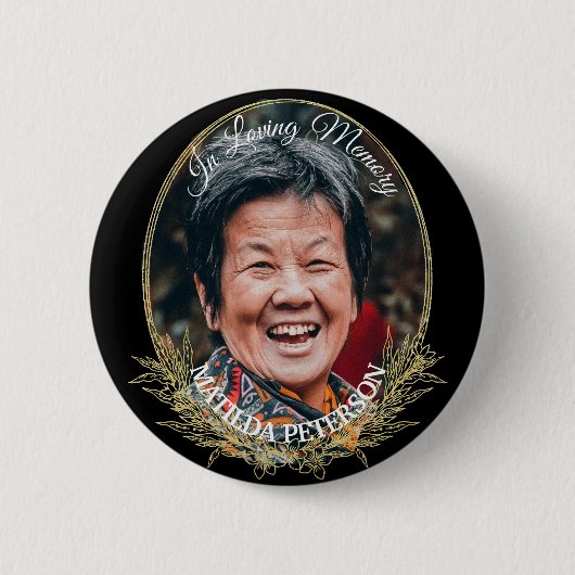 Badge Rond 5 Cm En mémoire d'amour 1 Photo Funérailles (Devant)
