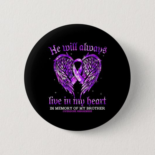 Badge Rond 5 Cm En Mémoire De Mon Frère L'Ange De Sensibilisation  (Devant)